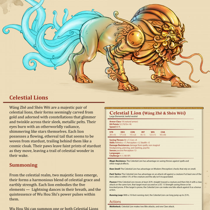 Celestial Guardian Lions - Elemental Beast